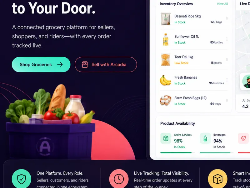 Arcadia: E-commerce platform. — web app screen 1