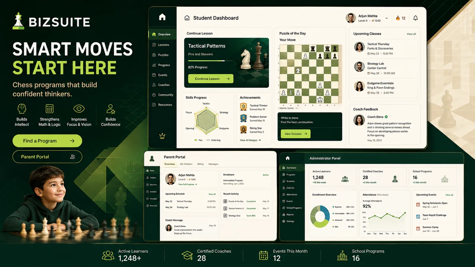 Bizsuite: Education platform. — product interface