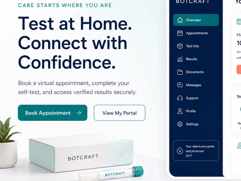 Botcraft: at-home diagnostic testing with verified results. — web app screen 1