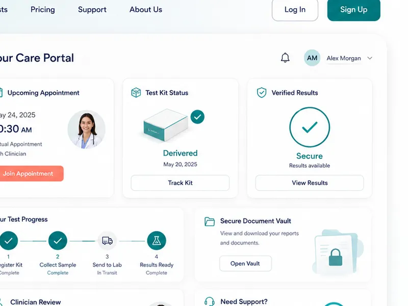 Botcraft: at-home diagnostic testing with verified results. — web app screen 2