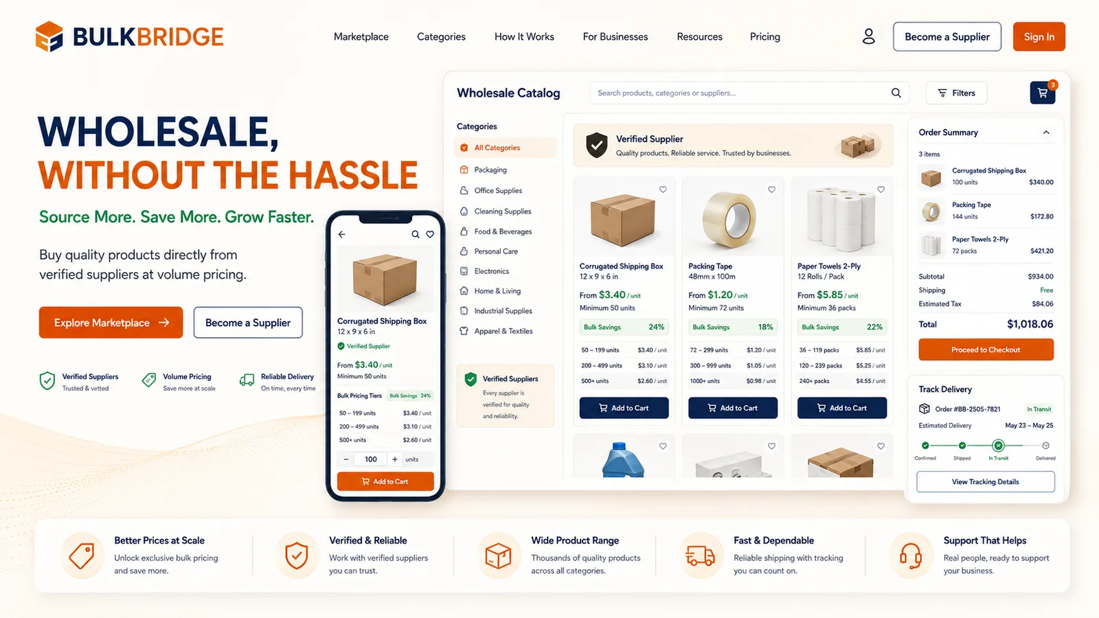 Bulkbridge: E-commerce platform. — product interface