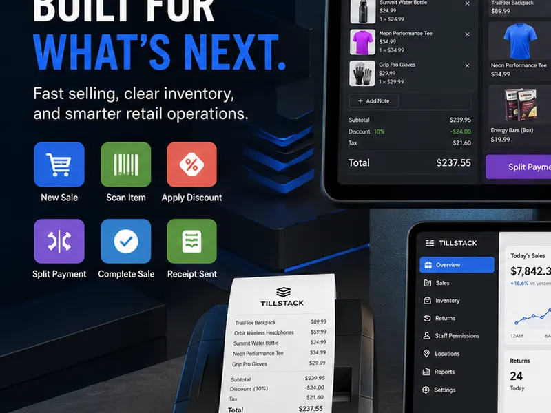 Commercia: one point-of-sale system for till, stock and end-of-day. — web app screen 1