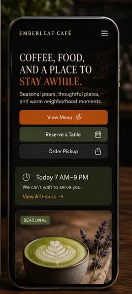 Emberleaf Café: Custom application. — mobile app screen 1