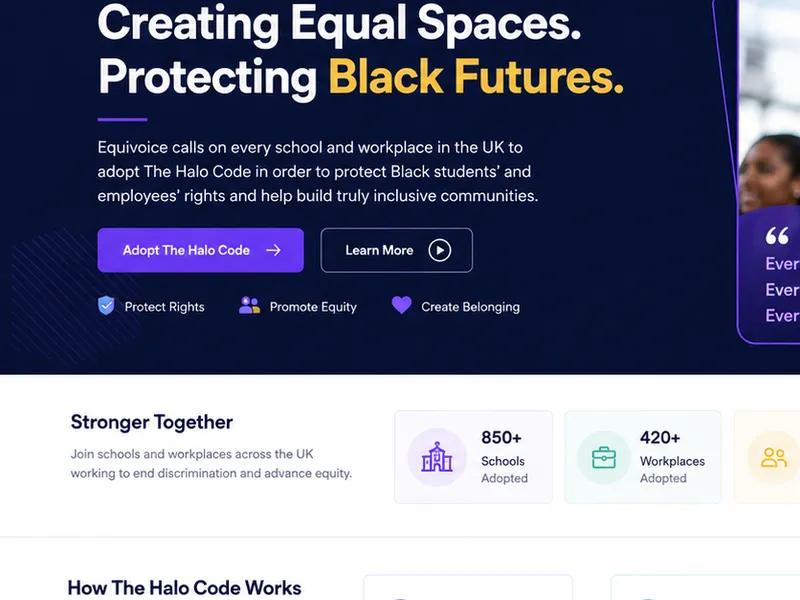 Equivoice: Education platform. — web app screen 1