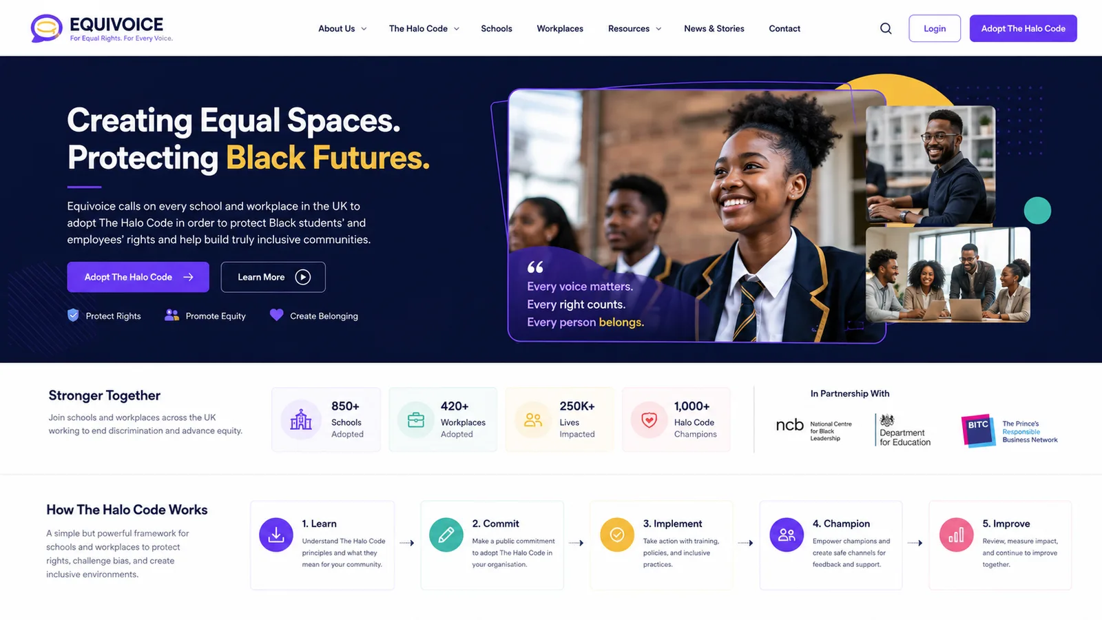 Equivoice: Education platform. — product interface