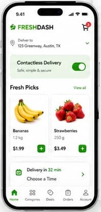 Freshdash: E-commerce platform. — mobile app screen 1