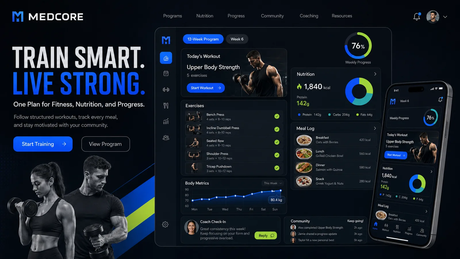 Medcore: Education platform. — product interface
