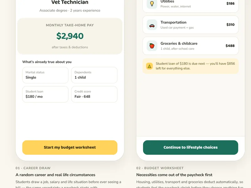 Moneymaze: financial literacy for a credit union's members. — web app screen 1
