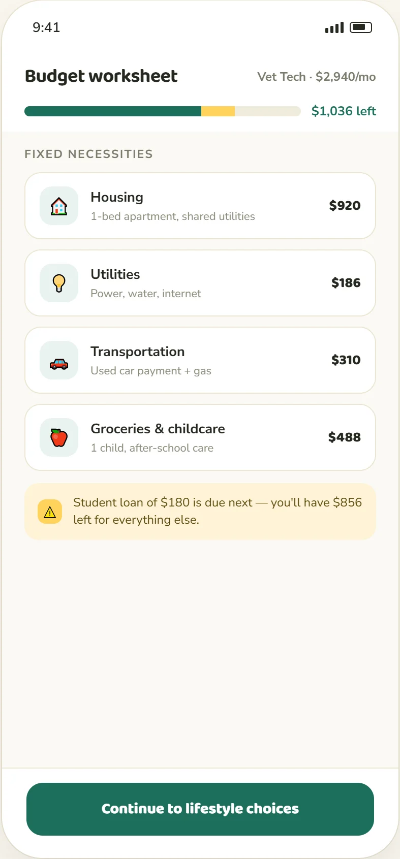 Moneymaze: financial literacy for a credit union's members. — mobile app screen 2