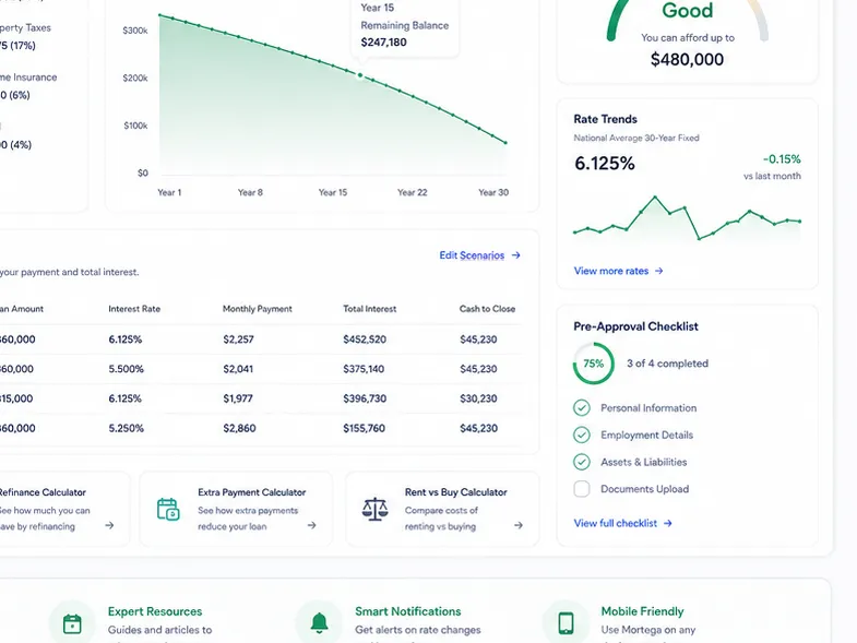 Mortega: mortgage calculation for property buyers. — web app screen 2