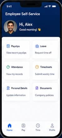 Payforce: one office system instead of five task-specific ones. — mobile app screen 1