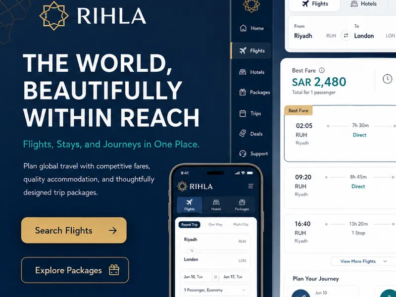 Rihla: Travel platform. — web app screen 1