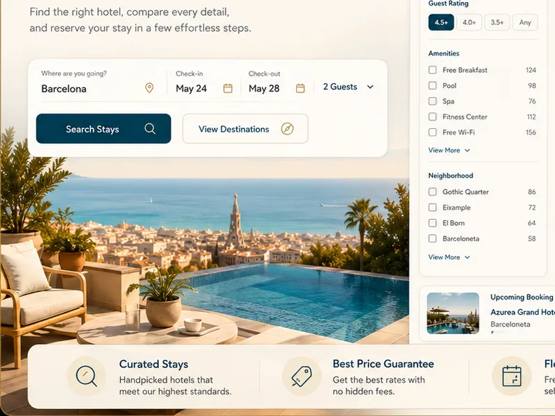 Roomora: global hotel reservations. — web app screen 1