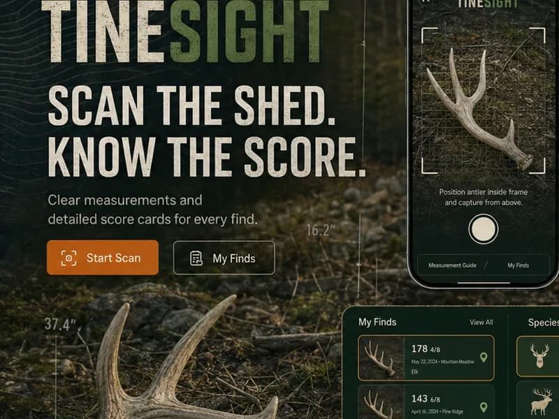 Shed Happens: photo-score shed antlers. — web app screen 1