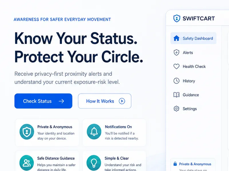 Swiftcart: Health platform. — web app screen 1