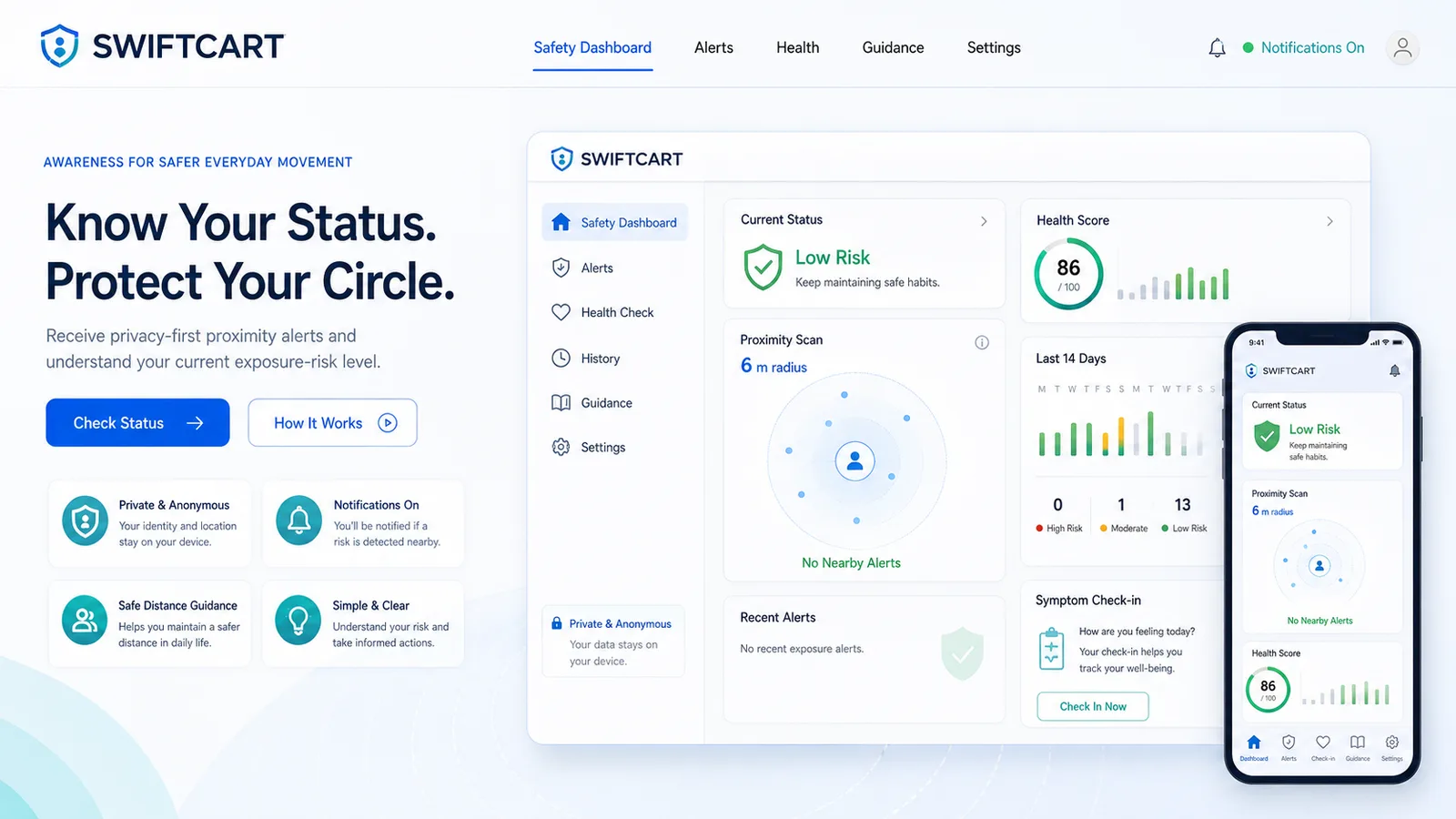 Swiftcart: Health platform. — product interface