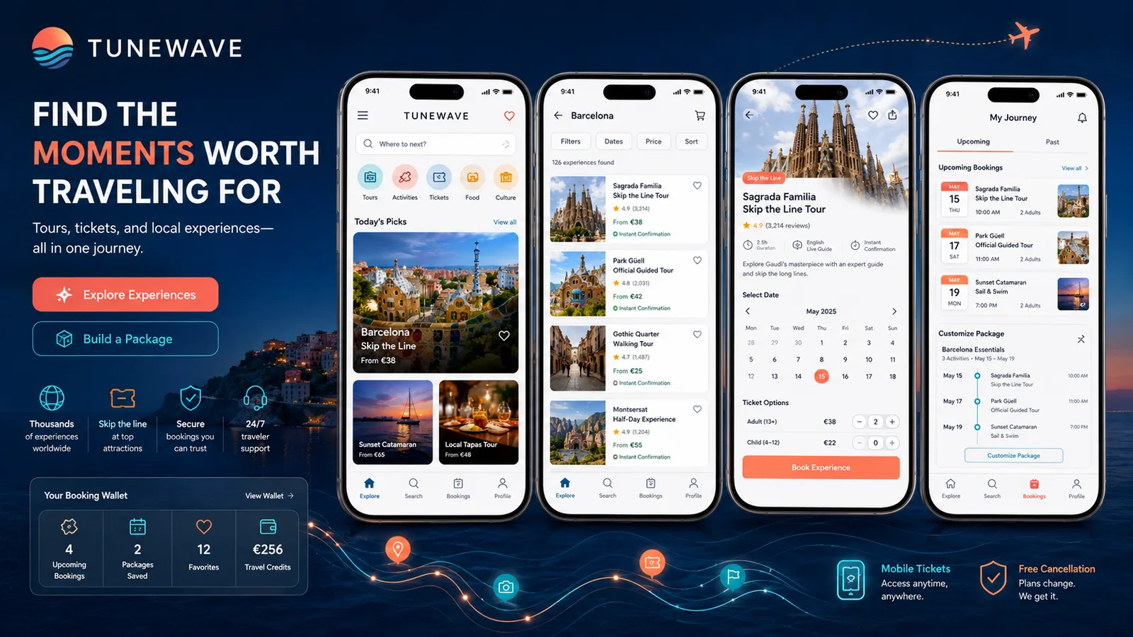 Tunewave: Travel platform. — product interface